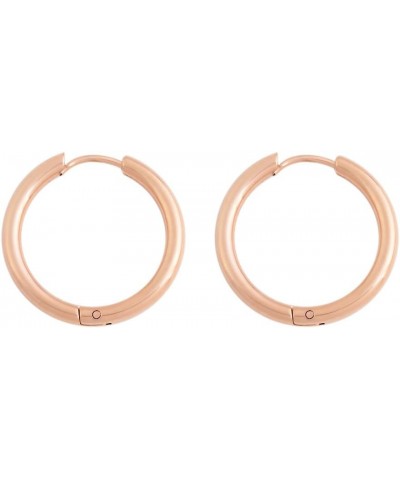 Stainless Steel Small Hypoallergenic Hinged Huggie Hoop Earrings, (0.7" Inch, 18mm) Rose Gold $8.39 Earrings