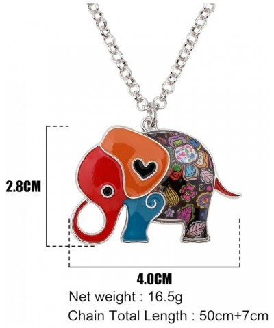 Enamel Alloy Floral Heart Lover Elephant Necklace Pendant For Women Kids Lucky Gift Multicolor $9.27 Necklaces