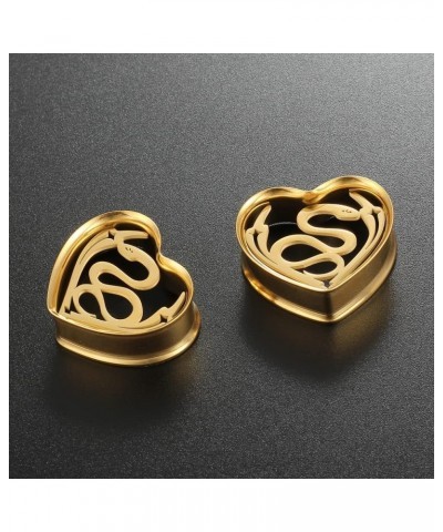 0g - 1"(8mm-25mm) Stainless Steel Heart Cool Snake Ear Piercing Ear Tunnels Gauges Plugs Stretcher Expander Body Jewelry 2PCS...