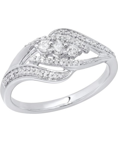 0.25 Carat (ctw) Round White Diamond Swirl 3 Stone Engagement Ring for Women in 925 Sterling Silver 7.5 $59.65 Rings