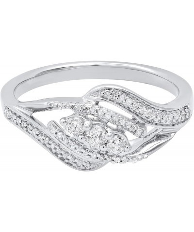 0.25 Carat (ctw) Round White Diamond Swirl 3 Stone Engagement Ring for Women in 925 Sterling Silver 7.5 $59.65 Rings