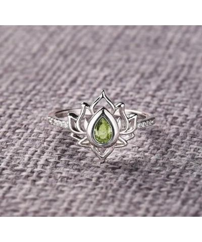 Lotus Ring for Women, 925 Sterling Silver Cubic Zirconia Rings Aesthetic Jewelry Flower Mother's Day Gift for Girls with Gift...