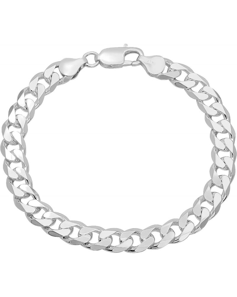 3mm-16mm Solid .925 Sterling Silver Italian Beveled Curb Chain Bracelet 10.0 Inches 8.5mm Bracelet $21.15 Bracelets