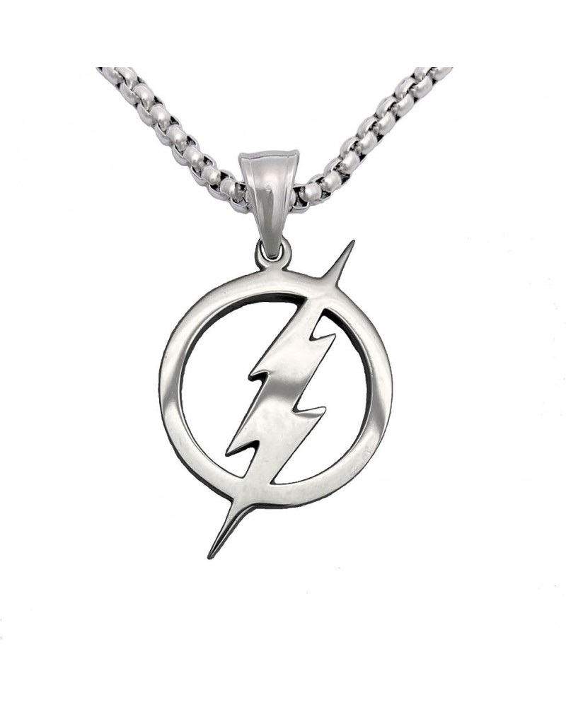 Stainless Steel Superhero Pendant Necklace Flash Lightning Bolt / Steel Chain / Silver Color $10.63 Necklaces