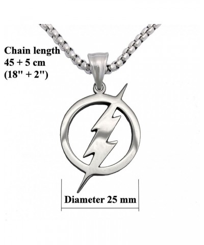 Stainless Steel Superhero Pendant Necklace Flash Lightning Bolt / Steel Chain / Silver Color $10.63 Necklaces