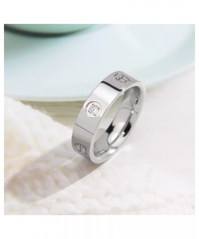 Love Ring 18k Gold Silver Rings ：Friendship Ring With Screw Design Inlay Cubic Zirconia Stainless Steel Wedding Promise Bands...