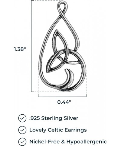 Celtic Knot Dangle Earrings for Women - 925 Sterling Silver Drop Earring Design, Lightweight and Hypoallergenic for Sensitive...