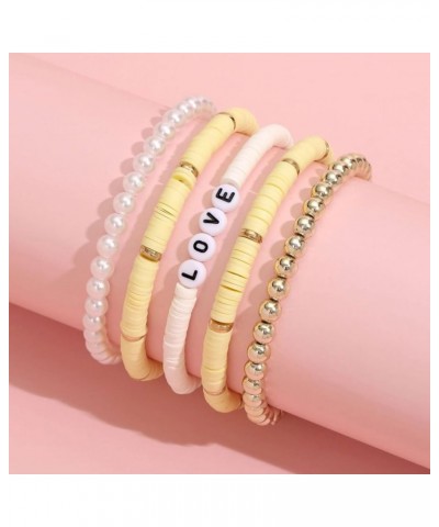 Corlorful Stackable Bracelets Boho Bracelets Bead Bracelet Pearl Bracelets for Women 5Pcs Colorful Beach Bracelet for Summer ...