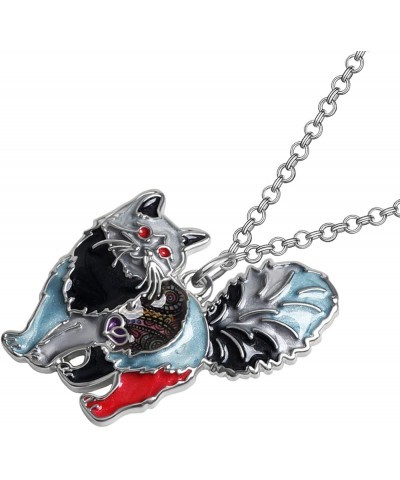 Enamel Alloy Cat Necklace Kitten Pendant Novelty Pets Jewelry Gifts for Women Girls Charms Gray $9.59 Necklaces