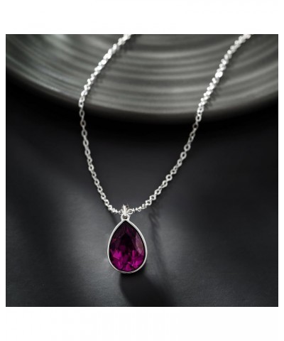 Teardrop Pendant Necklace Birthstone Crystal Sparkling Necklace for Women Wedding Party Accessories Gift Purple $8.17 Necklaces