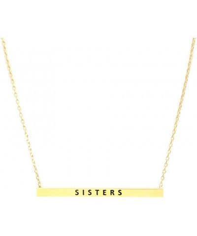 Women Gold Dipped Horizontal Inspirational Phrases Engraved Bar Pendant Necklace Sisters-Gold $9.68 Necklaces