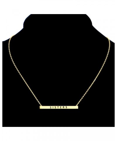 Women Gold Dipped Horizontal Inspirational Phrases Engraved Bar Pendant Necklace Sisters-Gold $9.68 Necklaces