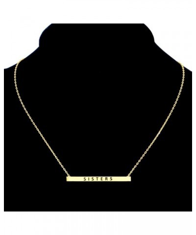 Women Gold Dipped Horizontal Inspirational Phrases Engraved Bar Pendant Necklace Sisters-Gold $9.68 Necklaces