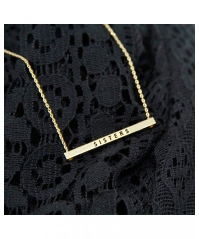 Women Gold Dipped Horizontal Inspirational Phrases Engraved Bar Pendant Necklace Sisters-Gold $9.68 Necklaces