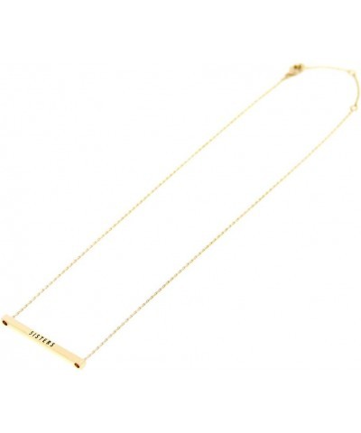 Women Gold Dipped Horizontal Inspirational Phrases Engraved Bar Pendant Necklace Sisters-Gold $9.68 Necklaces