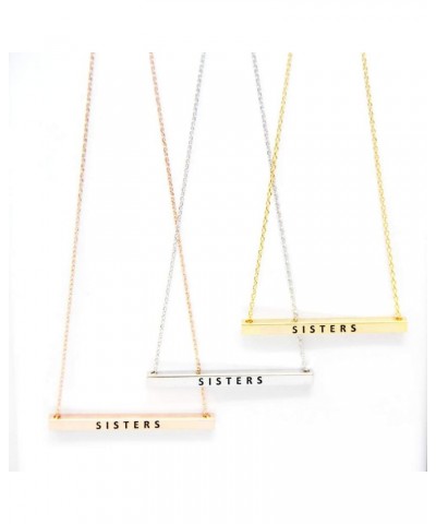 Women Gold Dipped Horizontal Inspirational Phrases Engraved Bar Pendant Necklace Sisters-Gold $9.68 Necklaces