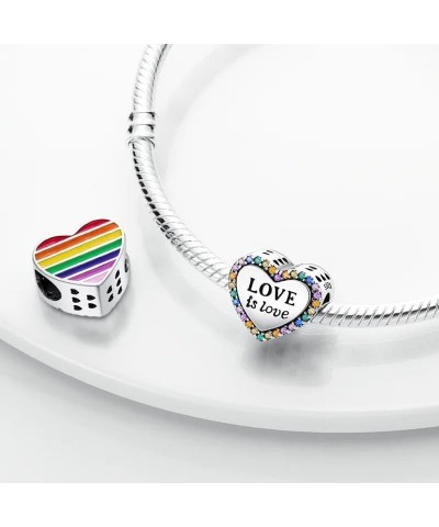 Multi Color Charms Fit Bracelets 925 Silver Colorful Zircon Rainbow Bead Love Heart Clip Charm Jewelry SSS-1401 SJT384-16 $9....