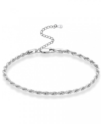 Rope Chain Link Bracelet 925 Sterling Sliver Italian 3.5mm Solid Diamond-Cut Twist Jewelry Gift For Men Women 2 Inch Extend O...