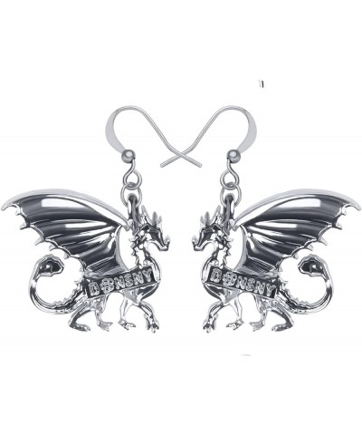 Enamel Alloy Dinosaur Fantasy Dragon Earrings Drop Dangle Unique Animal Jewelry For Women Girls Azure $7.64 Earrings