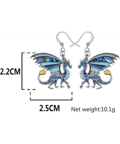 Enamel Alloy Dinosaur Fantasy Dragon Earrings Drop Dangle Unique Animal Jewelry For Women Girls Azure $7.64 Earrings