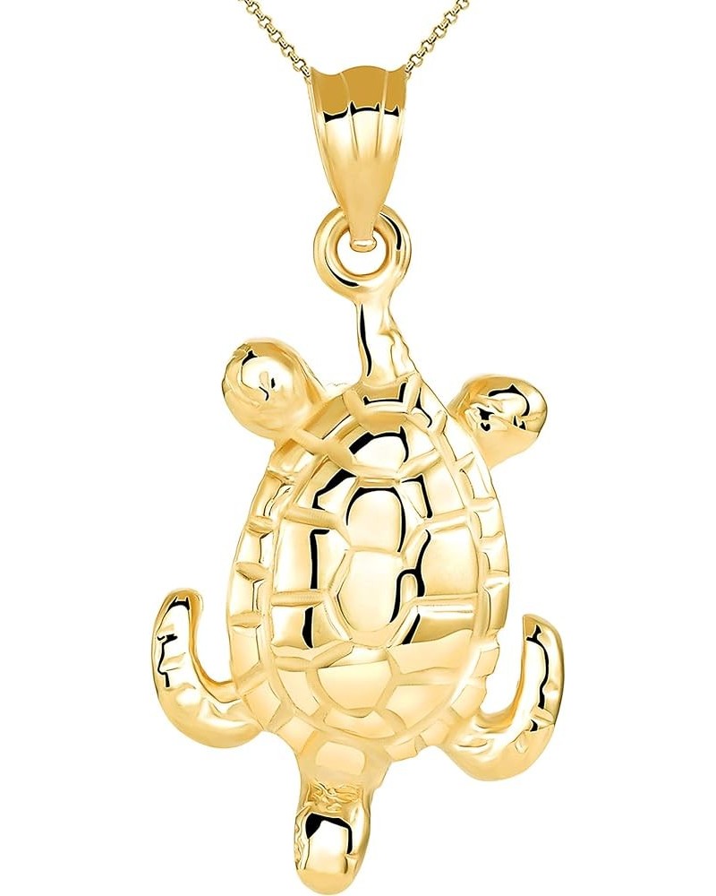 10k Gold Lucky Honu Sea Turtle Tortoise Longevity Charm Pendant necklace 16.0 Inches Yellow Gold $113.39 Necklaces