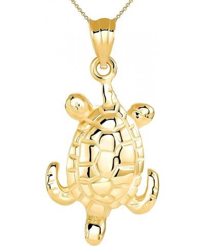 10k Gold Lucky Honu Sea Turtle Tortoise Longevity Charm Pendant necklace 16.0 Inches Yellow Gold $113.39 Necklaces