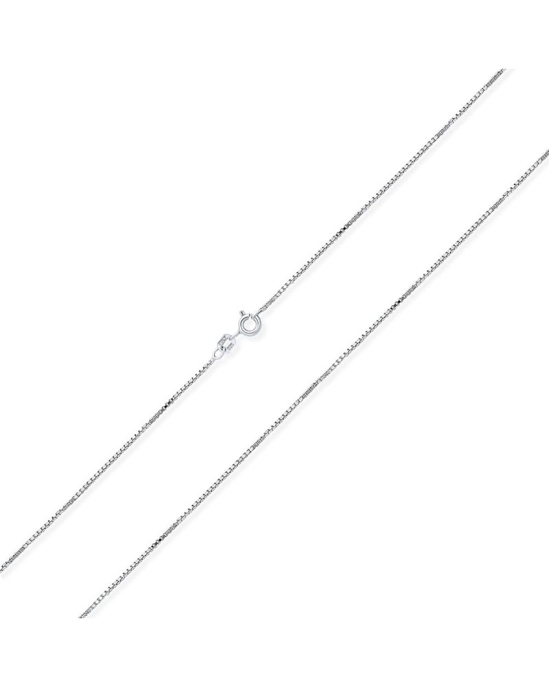 Basic Simple 3MM Thin 019 Gauge Nickel-Free Gold Plated .925 Sterling Silver Box Chain Necklace For Women Teen 16 18 20 24 In...