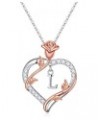 Rose Heart Initial Pendant Necklace Gifts for Women Girls, Letter Brass and Stainless Steel Necklace JEWELRY BOX L $17.35 Nec...