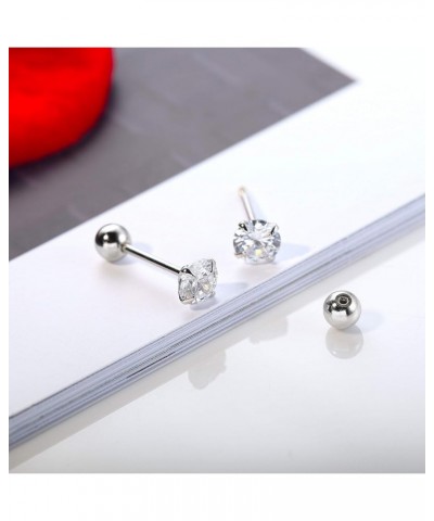 Unisex Cubic Zirconia Stud Earrings 925 Sterling Silver Round/Square Princess Cut Cubic Zirconia Screw Back Stud Earrings for...