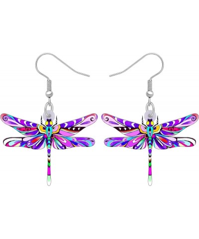 Acrylic Floral Dragonfly Earrings Dangle Charms Insect Dragonfly Earrings for Women Girls Spring Summer Jewelry Purple 304 $6...