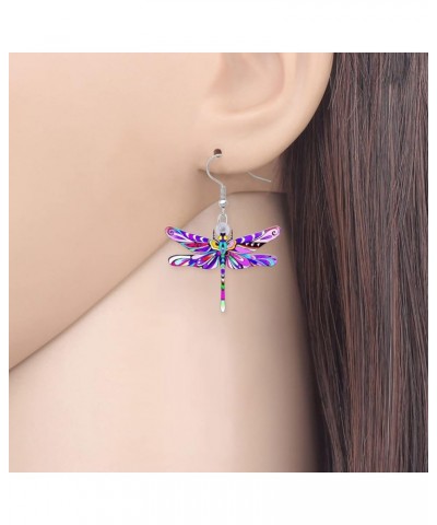 Acrylic Floral Dragonfly Earrings Dangle Charms Insect Dragonfly Earrings for Women Girls Spring Summer Jewelry Purple 304 $6...