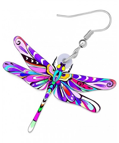 Acrylic Floral Dragonfly Earrings Dangle Charms Insect Dragonfly Earrings for Women Girls Spring Summer Jewelry Purple 304 $6...