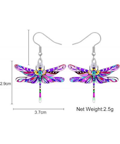 Acrylic Floral Dragonfly Earrings Dangle Charms Insect Dragonfly Earrings for Women Girls Spring Summer Jewelry Purple 304 $6...