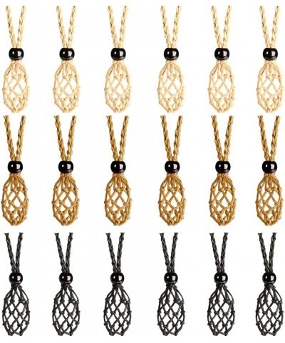 18 PCS Crystal Cage Necklace Holder Necklace Cord Empty Stone Holder Replacement Hand-Woven Necklace Cord with Adjustable Len...