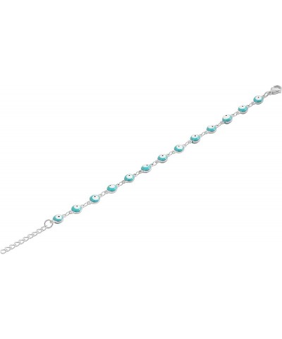 Women's Charm Enamel Evil Eye Protection Link Chain Bracelet Silver,Turquoise $10.99 Bracelets