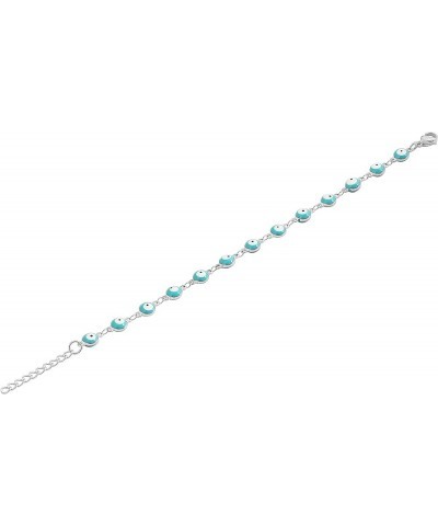 Women's Charm Enamel Evil Eye Protection Link Chain Bracelet Silver,Turquoise $10.99 Bracelets