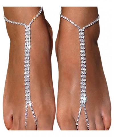 1Pair Summer Beach Water Drop Anklet Rhinestone Toe Ring Foot Chain Bridal Crystal Barefoot Anklet Sandal High Heels Accessor...