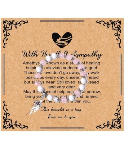 Sympathy Gift for Loss of Loved One Natural Stone Beaded Bracelet Sympathy Gift Angel Heart Charm Grief Gifts for Women A $11...