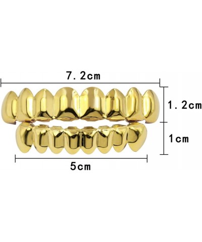 18K Gold Plated Gold Finish 8 Top Teeth 8 Bottom Tooth Hip Hop Mouth Grills for Men and Women Gold Set $11.50 Body Jewelry