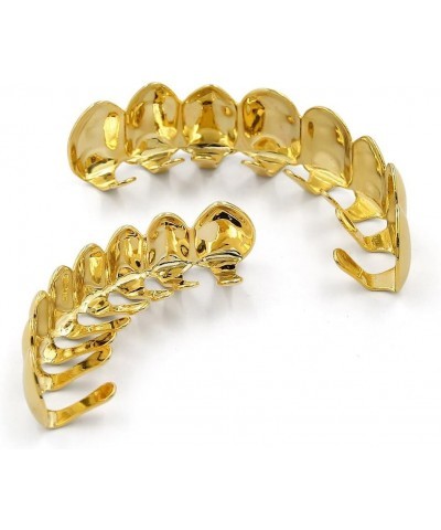 18K Gold Plated Gold Finish 8 Top Teeth 8 Bottom Tooth Hip Hop Mouth Grills for Men and Women Gold Set $11.50 Body Jewelry