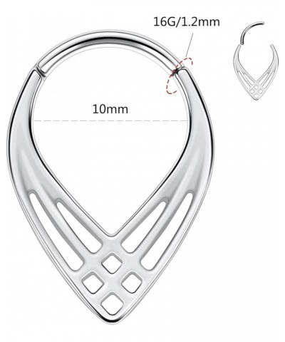 16G Septum Ring Teardrop Cut-Out Nose Ring 316L Stainless Steel Hinged Segment Ring Daith Piercing Jewelry Conch Helix Earrin...