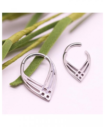 16G Septum Ring Teardrop Cut-Out Nose Ring 316L Stainless Steel Hinged Segment Ring Daith Piercing Jewelry Conch Helix Earrin...