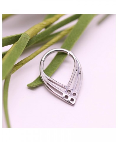 16G Septum Ring Teardrop Cut-Out Nose Ring 316L Stainless Steel Hinged Segment Ring Daith Piercing Jewelry Conch Helix Earrin...