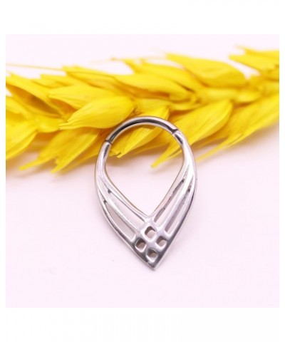 16G Septum Ring Teardrop Cut-Out Nose Ring 316L Stainless Steel Hinged Segment Ring Daith Piercing Jewelry Conch Helix Earrin...