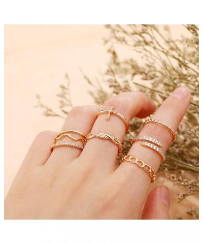 14K Gold Plated Stacking Rings Set for Women, Stackable Knuckle Thumb Rings Thin Dainty Silver Rings for Teen Girls Wedding E...