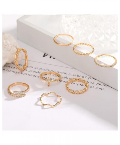 14K Gold Plated Stacking Rings Set for Women, Stackable Knuckle Thumb Rings Thin Dainty Silver Rings for Teen Girls Wedding E...