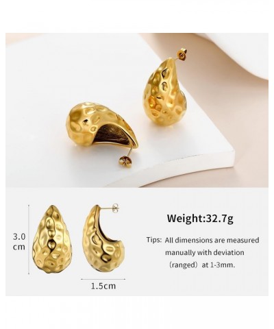 New Gold Teardrop Earrings Dupes for Women Chunky Dupes Earrings Gold Waterdrop Earrings Shiny Fashion Jewelry Gifts Gold-1 $...