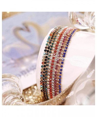 Plated Silver Rhinestone Stretch Bracelet Tennis Bangle Stackable Rhinestone Bracelet Wedding Jewelry For Women Bridal Girls ...