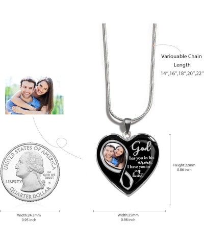 Personalized Memorial Photo Heart Necklace: Silver Customzied Your Own Picture Memory Snake Chain Pendant, Gift for Couples M...