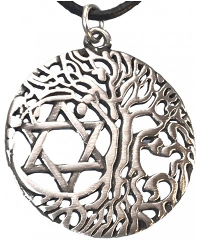 Pewter Tree of Life Circle with Star of David Necklace/Pendant $7.48 Necklaces